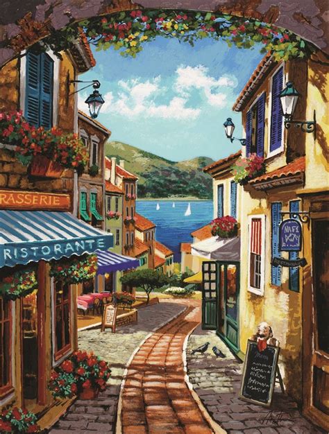 Anatoly Metlan - Walkway Near the Lake (Italy) Fantasy Art Landscapes ...