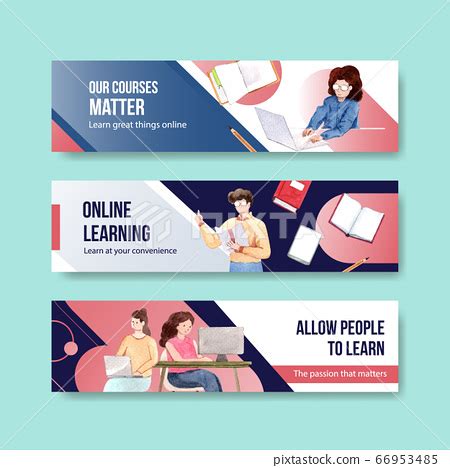 Online learning banner template design for - Stock Illustration [66953485] - PIXTA