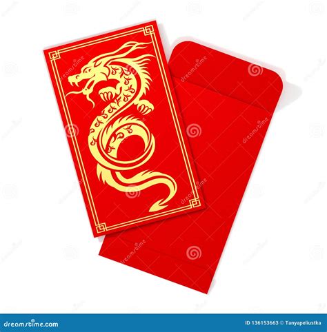 Red Chinese Envelope With Dragon. 3D Illustration. Stock Image ...