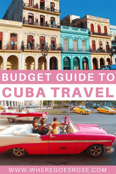 an old car with people in it and the words budget guide to cuba travel on top