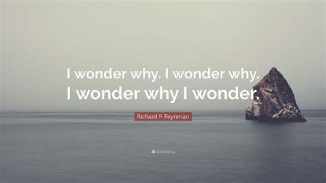 Richard P. Feynman Quote: “I wonder why. I wonder why. I wonder why I wonder.”