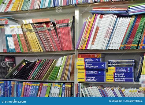 Textbooks in the bookstore editorial stock image. Image of academic ...