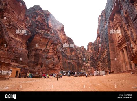 The temple-mausoleum of Al Khazneh in the ancient city of Petra in ...