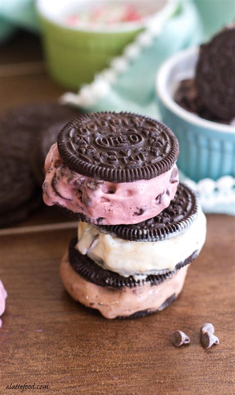 (3-ingredient) Oreo Ice Cream Sandwiches - A Latte Food