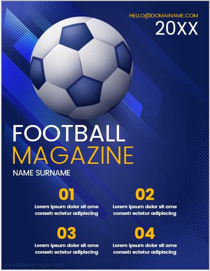 Football magazine cover page | MS Word Cover Page Templates