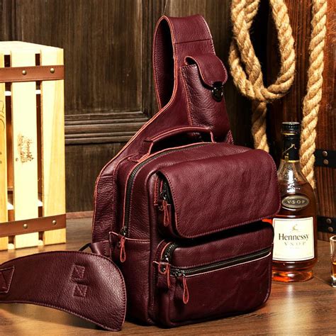 Leather Mens Cool Sling Bag Crossbody Bag Chest Bag for men – iChainWallets