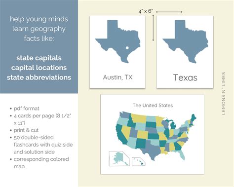 State Capitals Printable Flashcards, US State Capitals Reference Cards ...