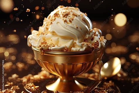 Gold Leaf Ice Cream: Indulge in a scoop of luxurious ice cream adorned ...