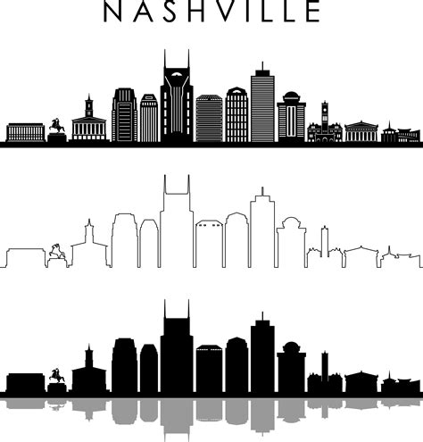 NASHVILLE SKYLINE Outline Silhouette Vector Svg Eps Jpg Png | Etsy