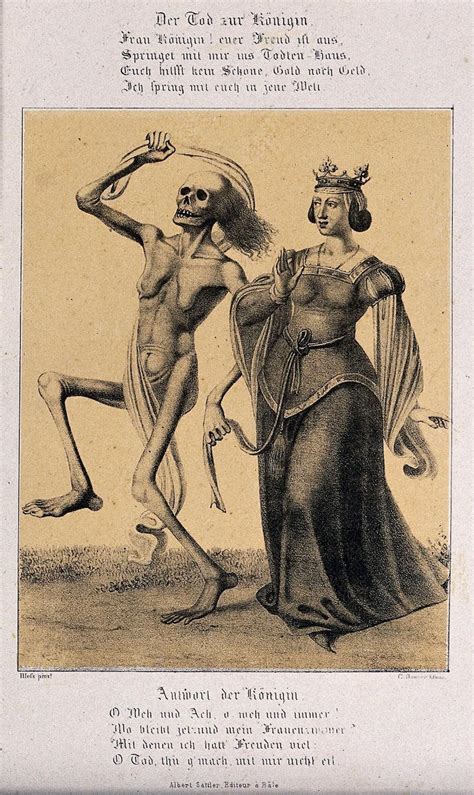 G. Danzer after H. Hess, The dance of death at Basel: death and the queen. Lithograph. Image ...