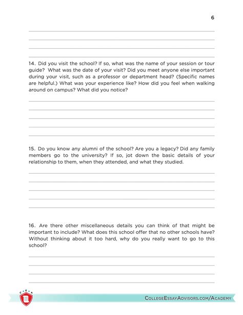 Worksheets & Academy Resources - College Essay Advisors