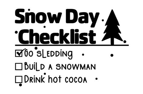 Snow Day Checklist Winter Snow Snowman Cocoa Sledding | Etsy