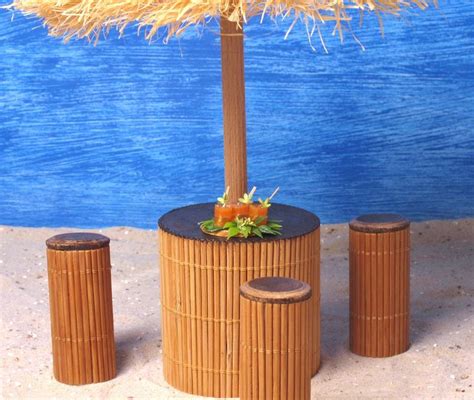 Charming Tropical Miniature Beach Bar Table Set for Your Dollhouse or ...