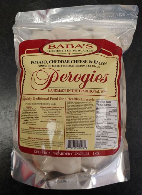 Potato, Cheddar and Bacon Perogies – 1kg – Baba's Fundraising