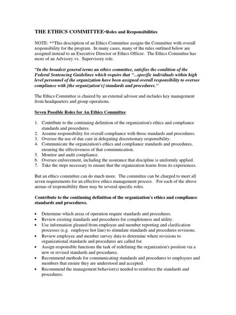 Ethics Committee Description | PDF | Institutional Review Board ...