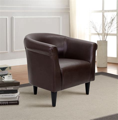 Mainstays Faux Leather Bucket Accent Chair, Brown - Walmart.com