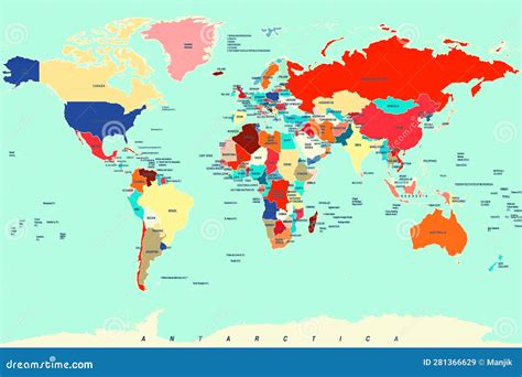 Colorful world map stock illustration. Illustration of brand - 281366629