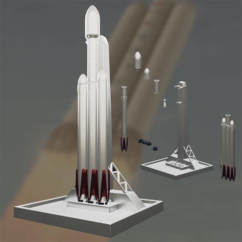 Falcon 9 Heavy Rocket SpaceX 3D model 3D printable | CGTrader