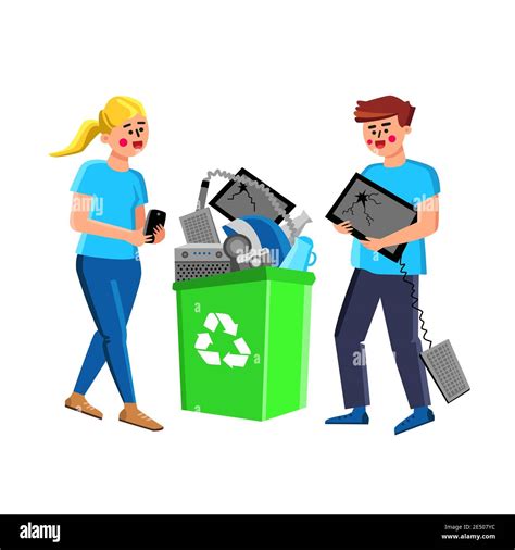 Electronic Waste People Throw Out In Basket Vector Stock Vector Image & Art - Alamy