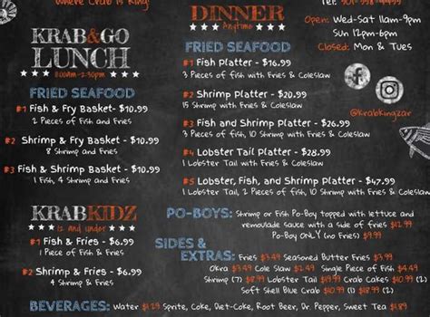 Krab Kingz Menu, Conway, AR