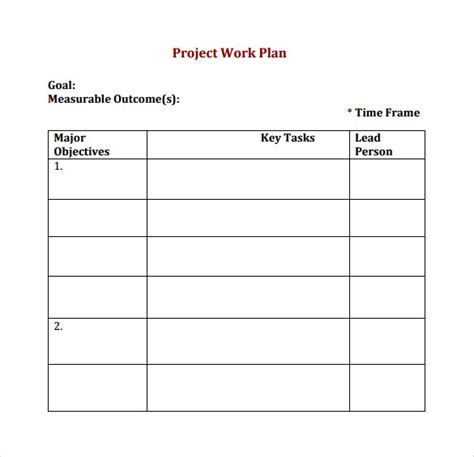 18 Sample Work Plan Templates to Download | Sample Templates