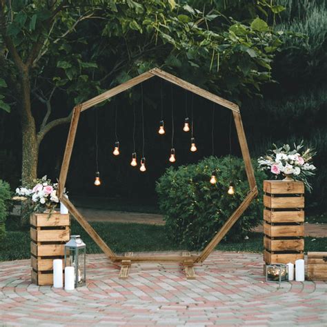 Efavormart 7FT Wooden Wedding Arch, Heptagonal Wedding Arbor, Photo Booth Backdrop Stand for ...