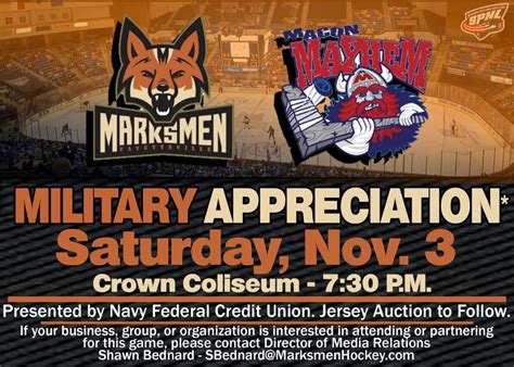 Marksmen Military Appreciation (Home #3), Fayetteville & Wilmington NC - Nov 3, 2018 - 7:05 PM