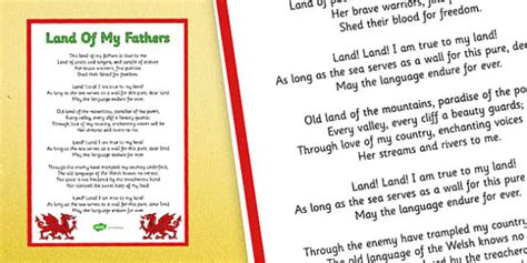 Welsh National Anthem Translated to English Poster - Twinkl