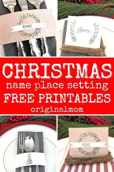 Festive Watercolor Free Printable Christmas Name Place Settings ...