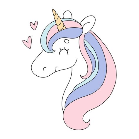 Premium Vector | Cute unicorn with hearts in pastel colors