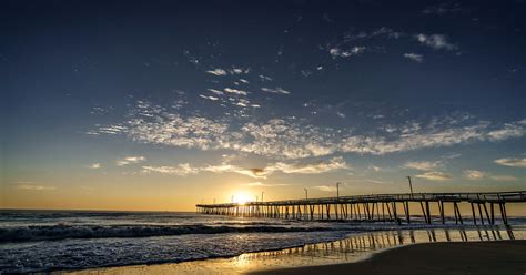 Sun Peeks above Virginia Beach Fishing Pier | Jasonian Photography