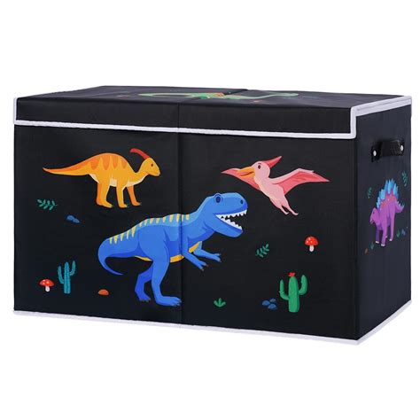 DoveeDosa Dinosaur Toy Box – Black Toy Box-Toy Box for Boys-Toy Chest for Boys- Toy Box for ...