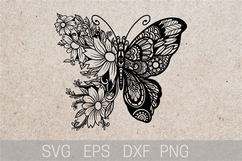 Butterfly Flower SVG. Butterfly Mandala Graphic by tattooworker ...