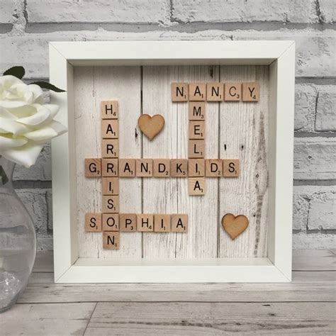 Personalised Scrabble Frame Medium 10”x10”, Scrabble Picture Frame, Scrabble Family Frame ...