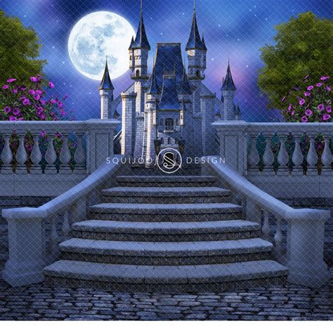 Fantasy Castle Digital Backdrop – Moonlight – Squijoo.com