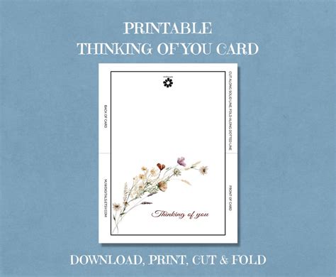 Thinking of You, Sympathy Card, Printable, Greeting Card, Digital Card to Print at Home, 5x7 ...