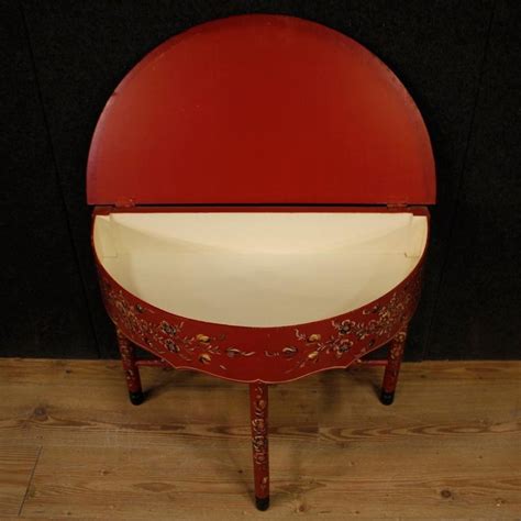 20th Century Red Painted Wood Demilune Dutch Side Table, 1970 at 1stDibs