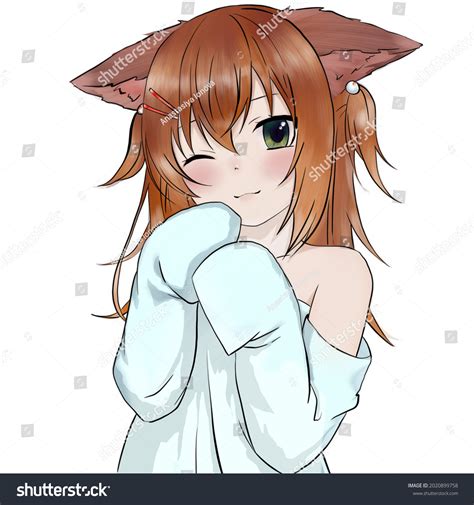 Anime Girl Cat Ears On White Stock Illustration 2020899758 | Shutterstock