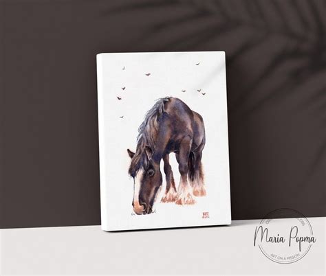 Clydesdale horse art print, printable watercolor painting, modern ...