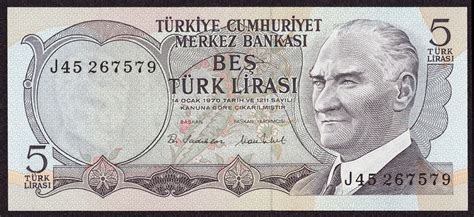 Turkey 5 Lirasi banknote 1970|World Banknotes & Coins Pictures | Old Money, Foreign Currency ...