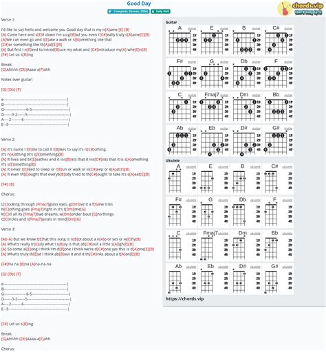 Chord: Good Day - tab, song lyric, sheet, guitar, ukulele | chords.vip