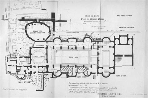 The map of the Roman baths at Bath, England. The first shrine at the ...