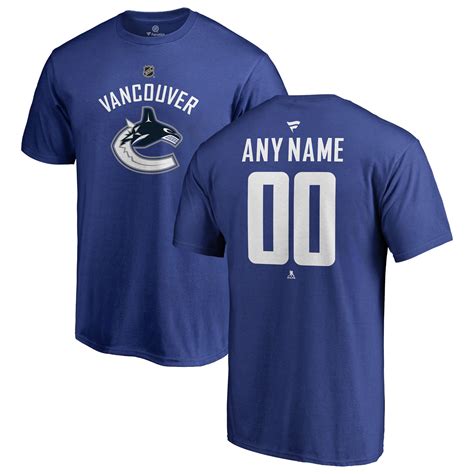 Men's Vancouver Canucks Fanatics Branded Blue NHL Personalized Team Authentic - T-Shirt