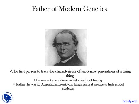 Father of Modern Genetics, Genetics - Biology - Lecture Slides - Docsity