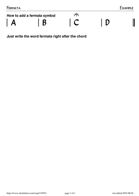 Fermata · Example · PNG Preview· Chord Sheet Maker Online