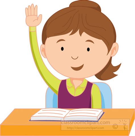 School Clipart - female-student-raising-hand-in-the-classroom-clipart-6524 - Classroom Clipart