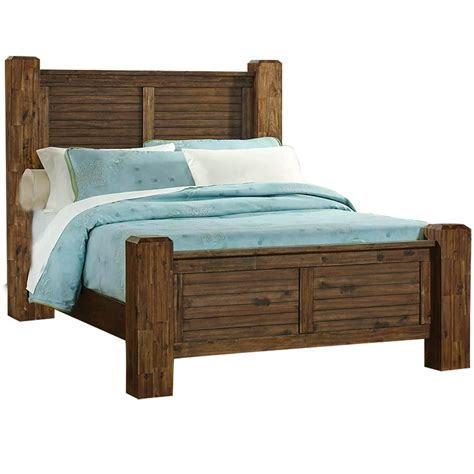 Wooden California King Size Bed with Louvered Headboard and Footboard ...