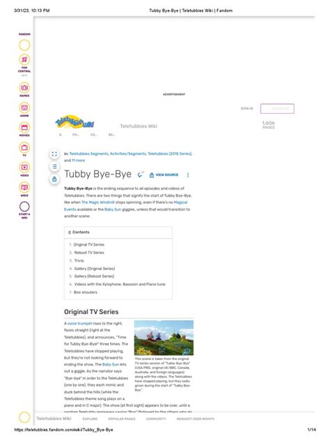 Tubby Bye-Bye - Teletubbies Wiki - Fandom | PDF