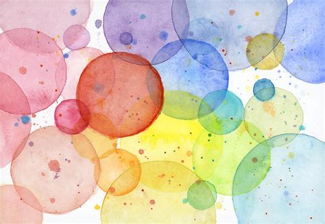 Abstract Watercolor Rainbow Circles Painting by Olga Shvartsur - Pixels