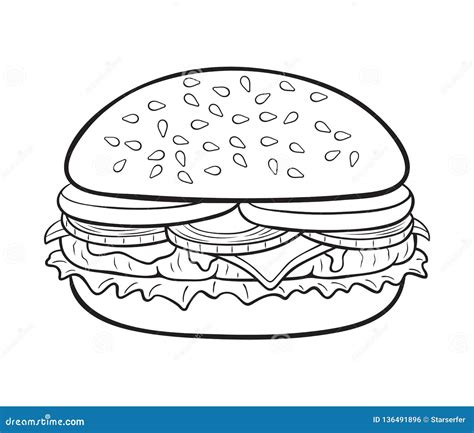 Cartoon Cheeseburger. Vector Drawing Of Hamburger Stock Illustration ...